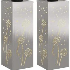 Luminaires-vidaXL Lumière de chemin LED solaire 2 pcs Argenté Acier inoxydable