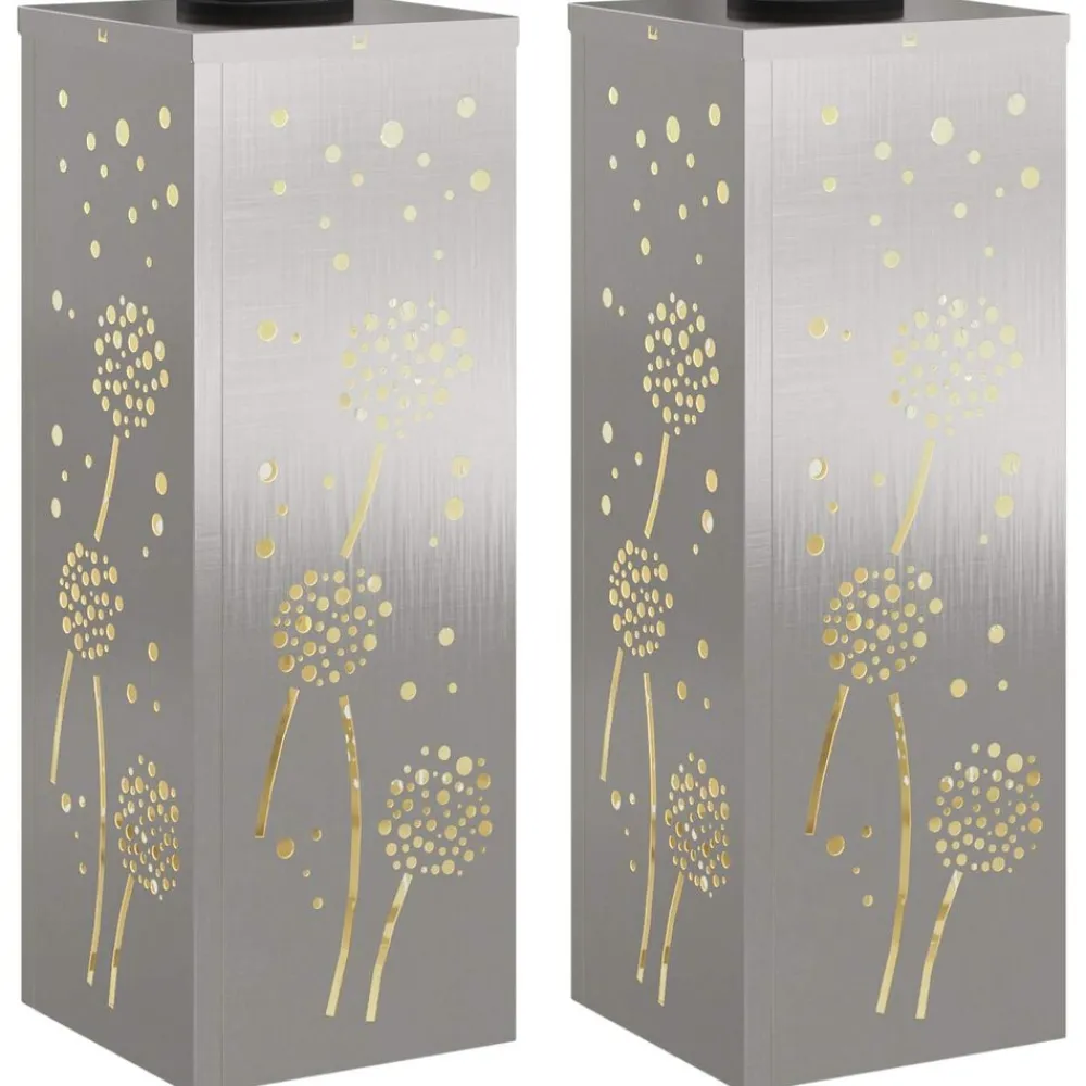 Luminaires-vidaXL Lumière de chemin LED solaire 2 pcs Argenté Acier inoxydable