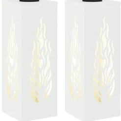 Luminaires-vidaXL Lumière de chemin LED solaire 2 pcs Acier laminé à froid Blanc