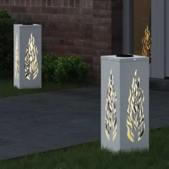 Luminaires-vidaXL Lumière de chemin LED solaire 2 pcs Acier laminé à froid Blanc