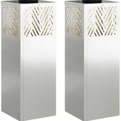 Luminaires-vidaXL Lumière de chemin LED solaire 2 pcs Argenté Galvanisé Acier galvanisé