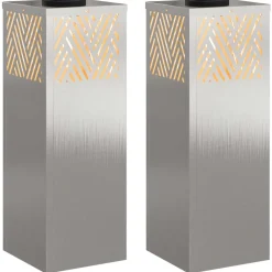 vidaXL Lumière de chemin LED solaire 2 pcs Argenté