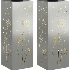 Luminaires-vidaXL Lumière de chemin LED solaire 2 pcs Argenté Acier galvanisé