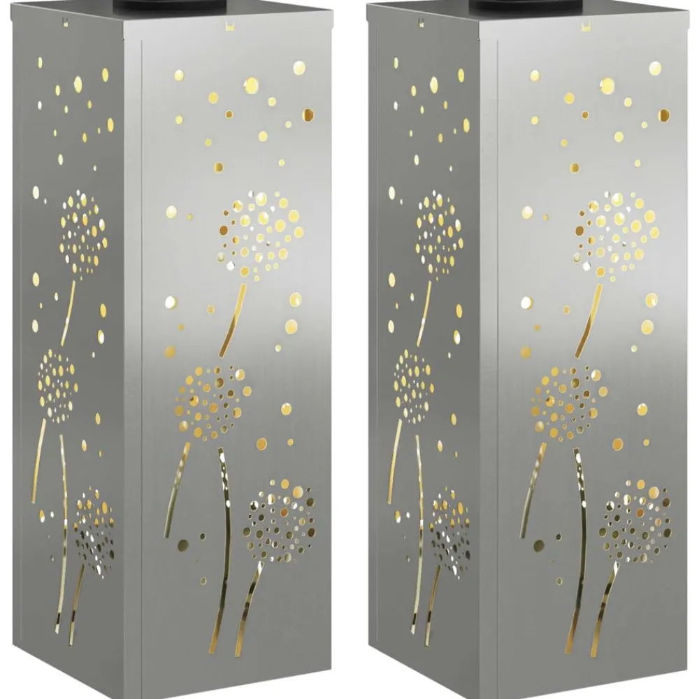 Luminaires-vidaXL Lumière de chemin LED solaire 2 pcs Argenté Acier galvanisé
