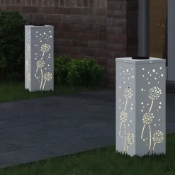Luminaires-vidaXL Lumière de chemin LED solaire 2 pcs Acier laminé à froid Blanc