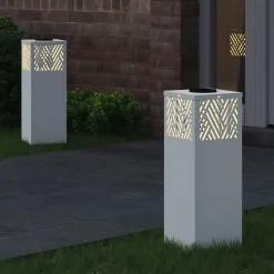 vidaXL Lumière de chemin LED solaire 2 pcs Acier laminé à froid