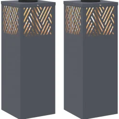 Luminaires-vidaXL Lumière de chemin LED solaire 2 pcs Anthracite