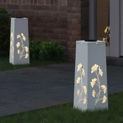 vidaXL Lumière de chemin LED solaire 2 pcs Acier laminé à froid