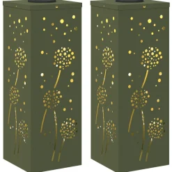 Luminaires-vidaXL Lumière de chemin LED solaire 2 pcs Vert olive