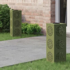Luminaires-vidaXL Lumière de chemin LED solaire 2 pcs Vert olive