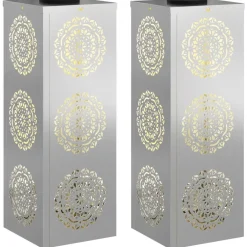 Luminaires-vidaXL Lumière de chemin LED solaire 2 pcs Argenté Acier galvanisé