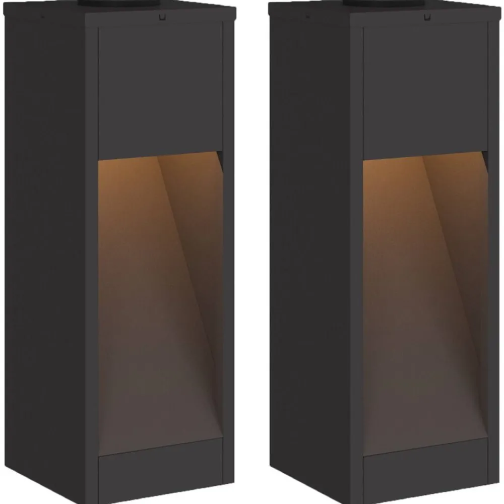 Luminaires-vidaXL Lumière de Chemin LED Solaire 2 pcs Acier laminé à froid Noir