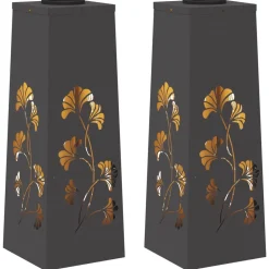 Luminaires-vidaXL Lumière de chemin LED solaire 2 pcs Acier laminé à froid Noir