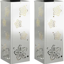Luminaires-vidaXL Lumière de chemin LED solaire 2 pcs Argenté Acier galvanisé