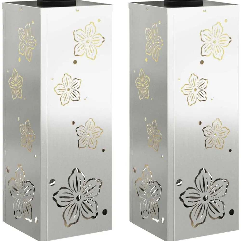 Luminaires-vidaXL Lumière de chemin LED solaire 2 pcs Argenté Acier galvanisé