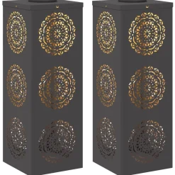 Luminaires-vidaXL Lumière de chemin LED solaire 2 pcs Acier laminé à froid Noir