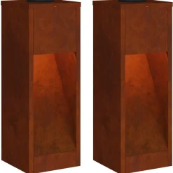 vidaXL Lumière de Chemin LED Solaire 2 pcs Bronze