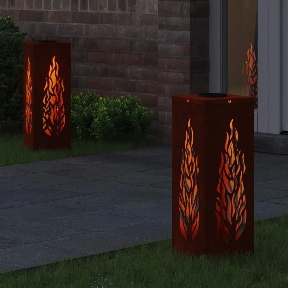 vidaXL Lumière de chemin LED solaire 2 pcs Bronze