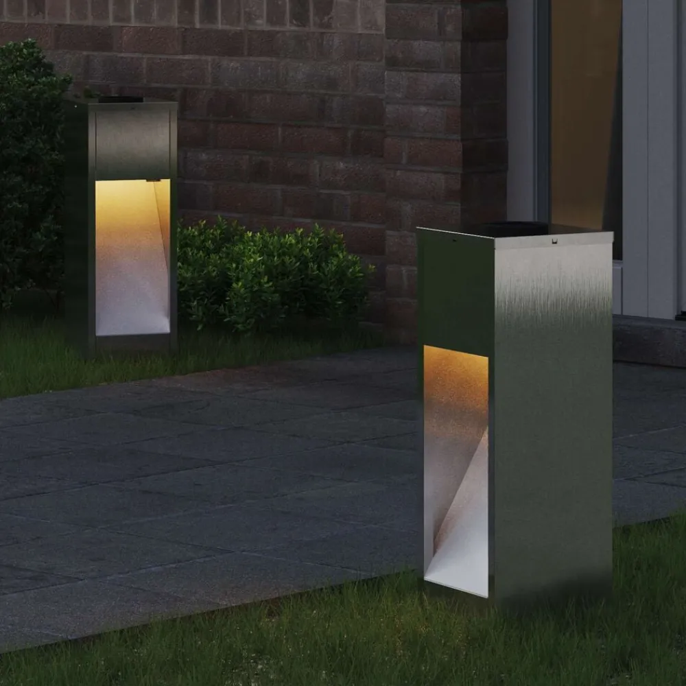 vidaXL Lumière de Chemin LED Solaire 2 pcs Argenté