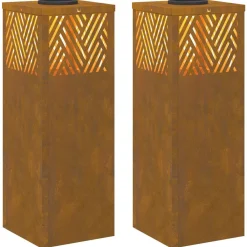vidaXL Lumière de chemin LED solaire 2 pcs Bronze