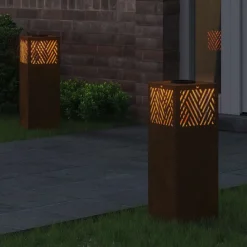 vidaXL Lumière de chemin LED solaire 2 pcs Bronze