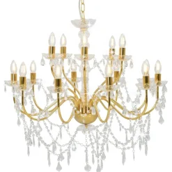 Luminaires-vidaXL Lustre 2 couches 15 ampoules E14 Doré