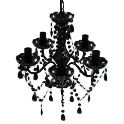 Luminaires-vidaXL Lustre avec 5 ampoules Crystal Noir