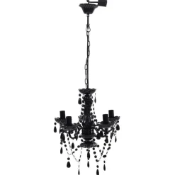 Luminaires-vidaXL Lustre avec 5 ampoules Crystal Noir