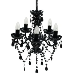 Luminaires-vidaXL Lustre avec 5 ampoules Crystal Noir