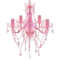 Luminaires-vidaXL Lustre avec 5 ampoules Crystal Rose