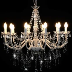 vidaXL Lustre avec perles 12 ampoules E14