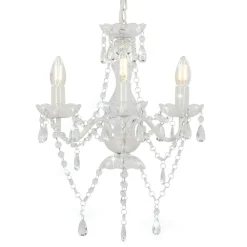Luminaires-vidaXL Lustre avec perles Rond 3 x E14 Blanc