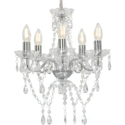 vidaXL Lustre avec perles de cristal é Rond 5 x E14