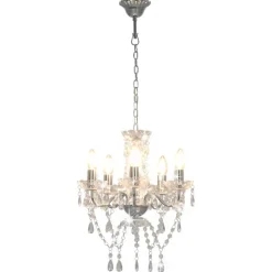 vidaXL Lustre avec perles de cristal é Rond 5 x E14