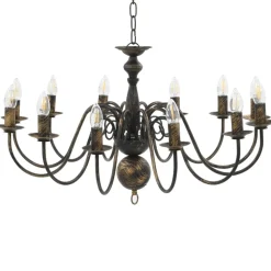Luminaires-vidaXL Lustre antique 12 ampoules E14 Noir
