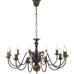 Luminaires-vidaXL Lustre antique 12 ampoules E14 Noir