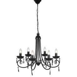 Luminaires-vidaXL Lustre suspendu Noir 6 douilles d'ampoule