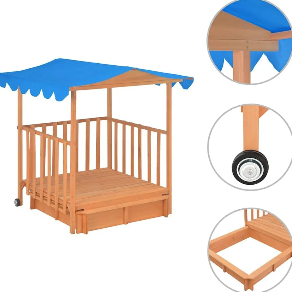 vidaXL Maison de jeu d'enfants et bac à sable Bois de sapin Bleu UV50