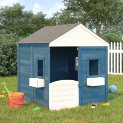 Jeux De Plein Air-vidaXL Maison de jeux et porte verrouillable/fleurs bois massif sapin Bleu
