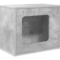 Articles Pour Animaux De Compagnie-vidaXL Maison pour chat Béton 51 x 30 x 42,5 cm Bois d'ingénierie Gris béton