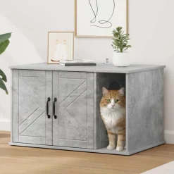Articles Pour Animaux De Compagnie-vidaXL Maison pour chat Béton 85 x 55 x 50 cm Bois d'ingénierie Gris béton