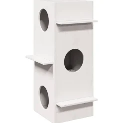 Articles Pour Animaux De Compagnie-vidaXL Maison pour chat 43x43x90 cm bois de pin massif Blanc