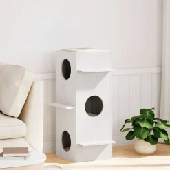 Articles Pour Animaux De Compagnie-vidaXL Maison pour chat 43x43x90 cm bois de pin massif Blanc