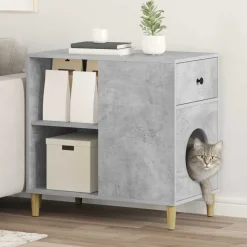 vidaXL Maison pour chat Béton 72 x 42.5 x 70 cm Bois d'ingénierie