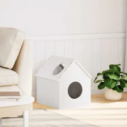 Articles Pour Animaux De Compagnie-vidaXL Maison pour chat 41x50x50 cm bois de pin massif Blanc