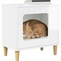 Articles Pour Animaux De Compagnie-vidaXL Maison pour chat 51 x 30 x 52 cm Blanc brillant