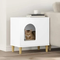 Articles Pour Animaux De Compagnie-vidaXL Maison pour chat 51 x 30 x 52 cm Bois d'ingénierie Blanc