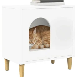 Articles Pour Animaux De Compagnie-vidaXL Maison pour chat 51 x 30 x 52 cm Bois d'ingénierie Blanc