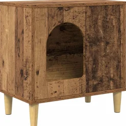 Articles Pour Animaux De Compagnie-vidaXL Maison pour chat 51 x 30 x 52 cm Bois d'ingénierie Bois ancien