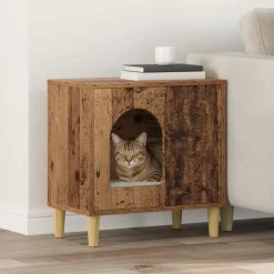 Articles Pour Animaux De Compagnie-vidaXL Maison pour chat 51 x 30 x 52 cm Bois d'ingénierie Bois ancien